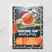 Kerst Basketbal Vakantie Feest Kaart (Voorkant)