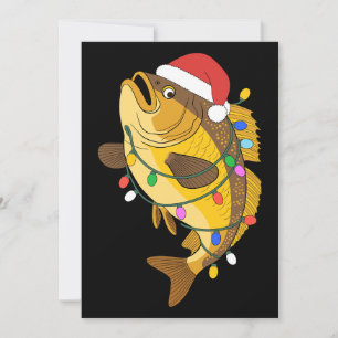 Kerst Bass Vis Santa Hoed Lichten Vissen Xmas Kaart