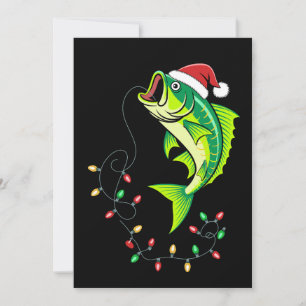 Kerst Bass Vis Santa Hoed Lichten Vissen Xmas Kaart