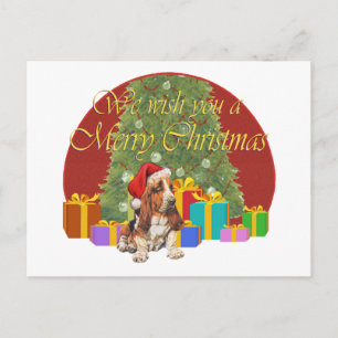 Kerst Basset Hound Feestdagenkaart