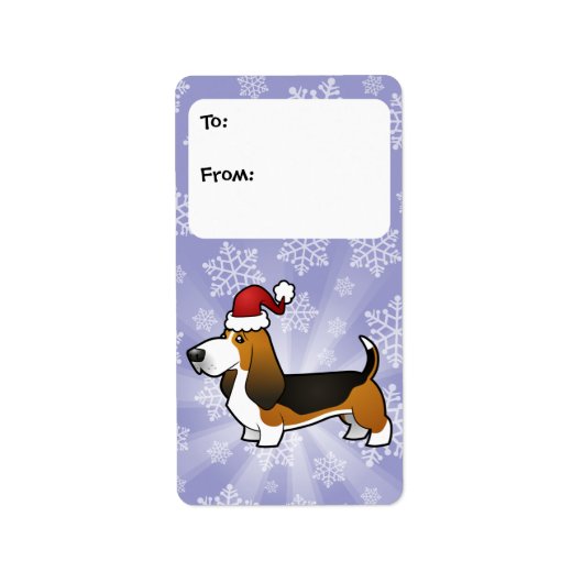 Kerst Basset Hound Gift Labels (Voorkant)