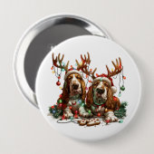 Kerst Basset Hound Honden Ronde Button 4,0 Cm (Voorkant /achterkant)