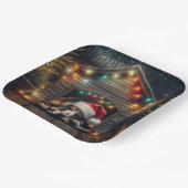 Kerst Basset Hound in een hondenhok Papieren Bordje (Gebogen)