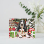 Kerst - Basset Hound - Jasmijn Feestdagenkaart (Staand voorkant)