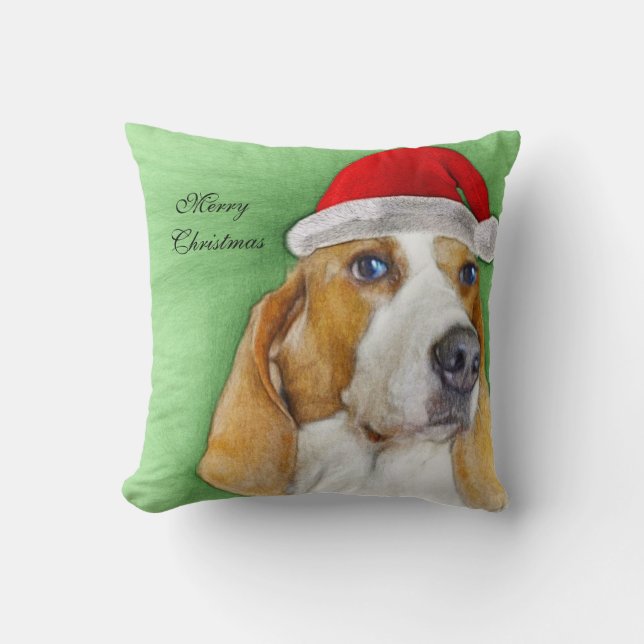 kerst Basset Hound kussen (Voorkant)