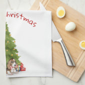 Kerst Basset Hound met Candy Cane Bone Theedoek (Quarter Fold)