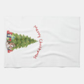 Kerst Basset Hound met Candy Cane Bone Theedoek (Horizontaal)