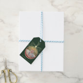 Kerst Bauble & Bow Groen Rood Foto Cadeaulabel (Met Touw)
