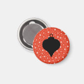 Kerst Bauble Design in zwart, rood en wit. Magneet (Voorkant / Achterkant)