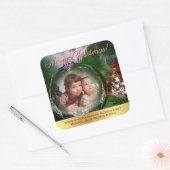 Kerst Bauble Foto Lijst Vakantie Vierkante Sticker (Envelop)