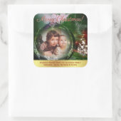 Kerst Bauble Foto Lijst Vakantie Vierkante Sticker (Tas)