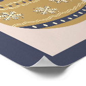 Kerst Bauble goud en blauw Poster (Hoek)