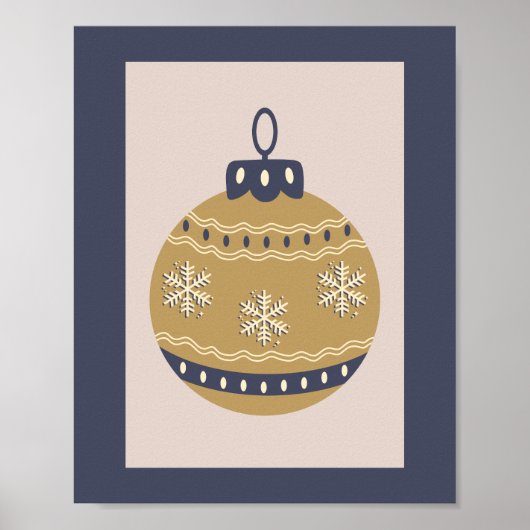 Kerst Bauble goud en blauw Poster (Voorkant)