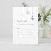 Kerst Bauble Ornamenten Ice Blue Bruiloft RSVP Kaartje (Staand voorkant)