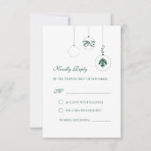 Kerst Bauble Ornamenten Winter Groene Bruiloft RSVP Kaartje (Voorkant)