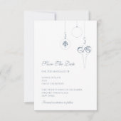 Kerst Bauble Ornamenten Winter Ice Blue Bruiloft Save The Date (Voorkant)