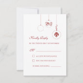 Kerst Bauble Ornamenten Winter Rode bruiloft RSVP Kaartje (Voorkant)