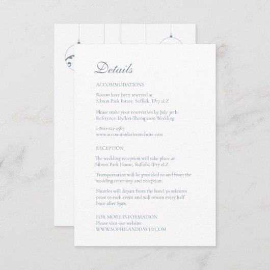 Kerst Bauble Ornamenten Winterblauw Informatiekaartje (Voorkant / Achterkant)