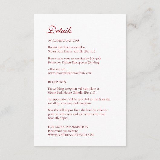 Kerst Bauble Ornamenten Winterrood Informatiekaartje (Voorkant)