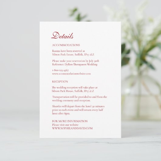 Kerst Bauble Ornamenten Winterrood Informatiekaartje (Staand voorkant)