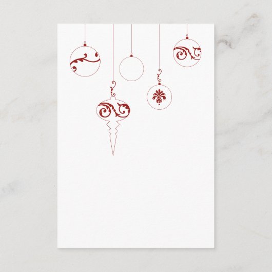 Kerst Bauble Ornamenten Winterrood Informatiekaartje (Achterkant)