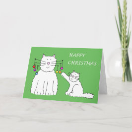 Kerst Baubles Cat en Kitten Feestdagen Kaart