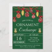 Kerst Baubles Ornament Exchange Party Uitnodigen Kaart (Voorkant)