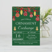 Kerst Baubles Ornament Exchange Party Uitnodigen Kaart (Staand voorkant)