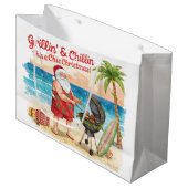 Kerst BBQ Kerstman op het Strand Florida Groot Cadeauzakje (Voorkant Gekanteld)