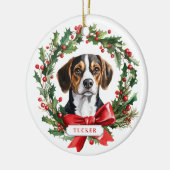 Kerst Beagle Dog Keramische Cirkel Ornament (Links)