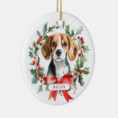 Kerst Beagle Dog Keramische Cirkel Ornament (Rechts)