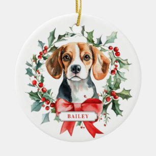Kerst Beagle Dog Keramische Cirkel Ornament