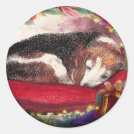 Kerst Beagle Sleepy Puppy Custom STICKER