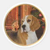 Kerst Beagle Sticker (Voorkant)