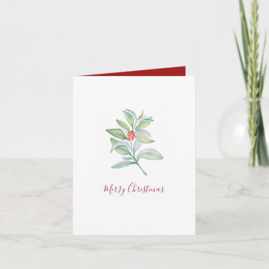 Kerst Bedankt Kaarten Waterverf Botanicals (Voorkant)