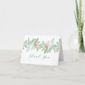 Kerst Bedankt Kaarten Waterverf Groen Notitiekaartje (Voorkant)