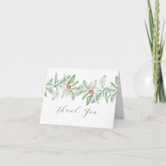 Kerst Bedankt Kaarten Waterverf Groen Notitiekaartje (Voorkant)