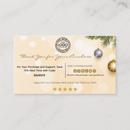 Kerst Bedankt voor uw aankoop met Logo Visitekaartje (Voorkant)