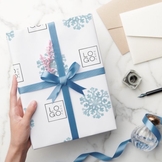 Kerst Bedrijf Logo Sneeuwvlok Zakelijke Feestdagen Cadeaupapier (Geschenken)