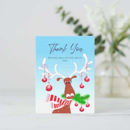 Kerst bedrijfs bedankt vakantie feestdagenkaart (Staand voorkant)