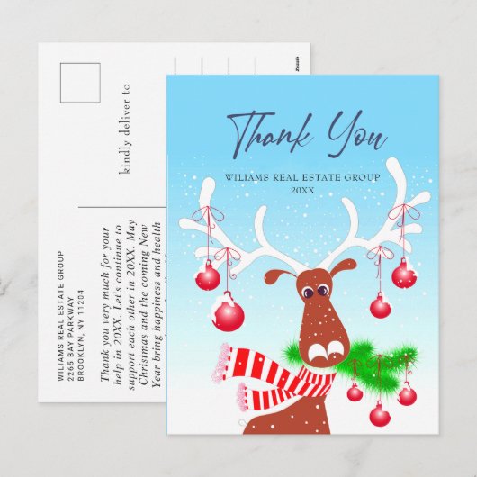 Kerst bedrijfs bedankt vakantie feestdagenkaart (Voorkant / Achterkant)