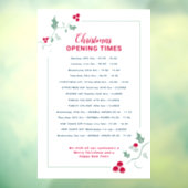 Kerst bedrijfs openingstijden, groene rode hulst raamsticker (Vel 3)