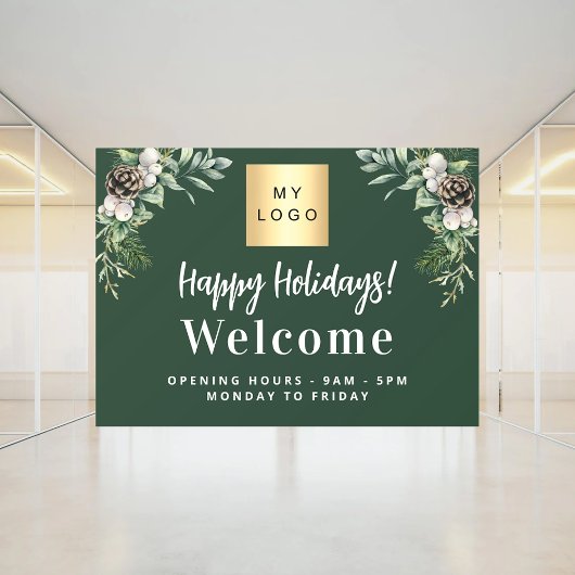 Kerst bedrijfslogo welkom openingsuren raamsticker