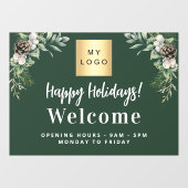 Kerst bedrijfslogo welkom openingsuren raamsticker (Vel)