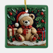 Kerst Beer en Cadeaus  Keramisch Ornament (Voorkant)