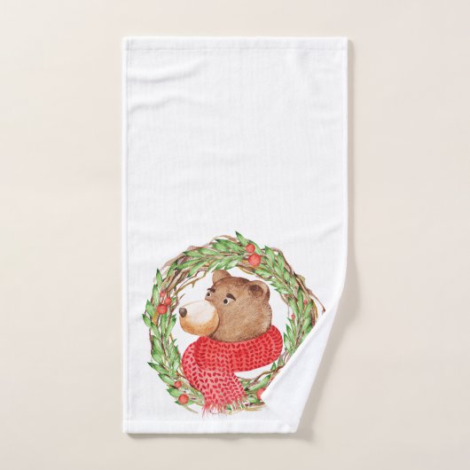 Kerst Beer en krans Bad Handdoek (Handdoek)
