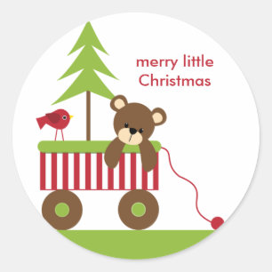 Kerst Beer in Wagon Stickers
