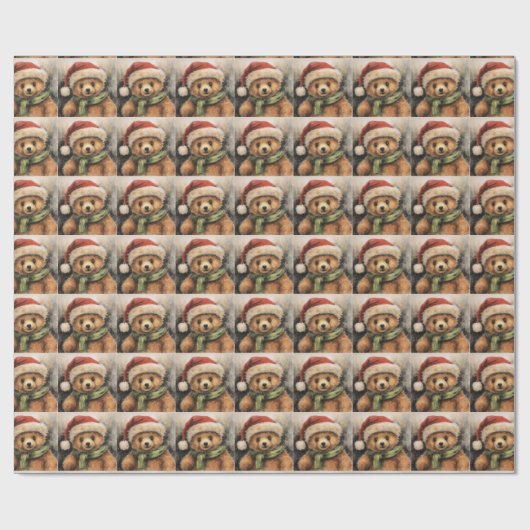 Kerst Beer inpakpapier (Vlak)