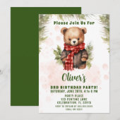 Kerst Beer Jongen Verjaardagsfeest Kaart (Voorkant / Achterkant)