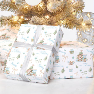 Kerst Beer Jongensnaam Tekst Kerstmis Cadeaupapier